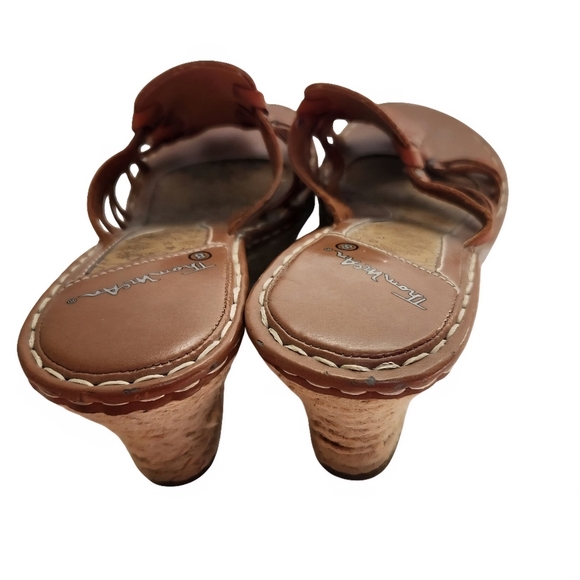 Thom McAn Leather Strappy Espardrille Wedge Slide Sandals Size 8 - Picture 4 of 6